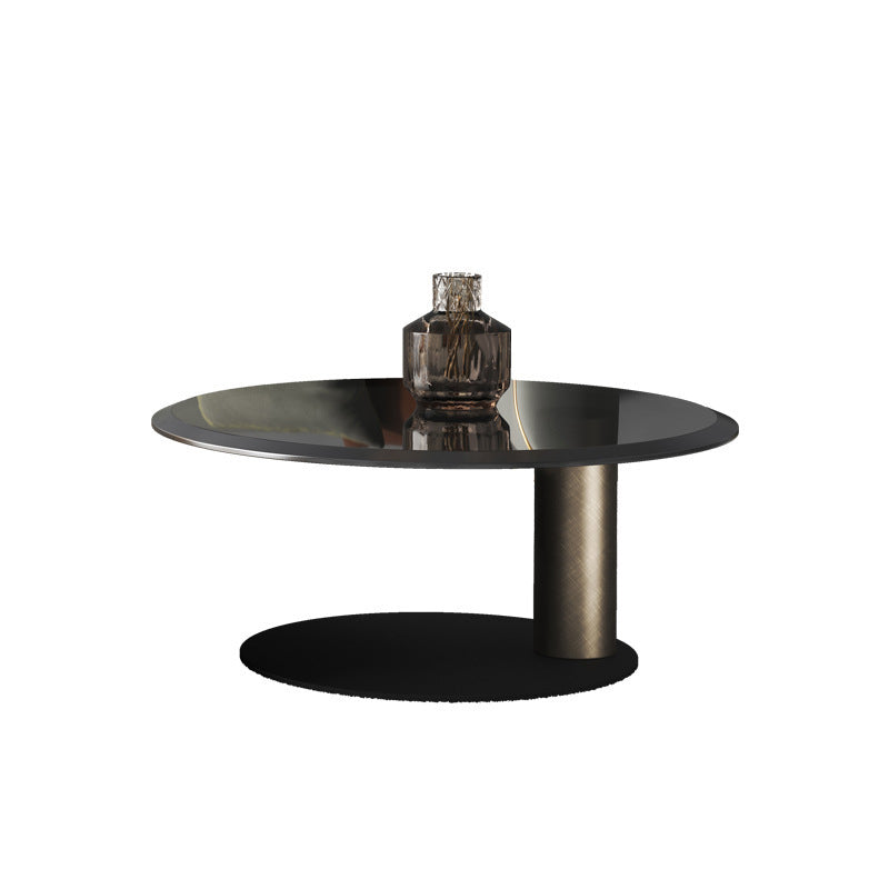 Modern Stainless Steel Solid Coffee Table Round Cocktail Table in Brass/Black