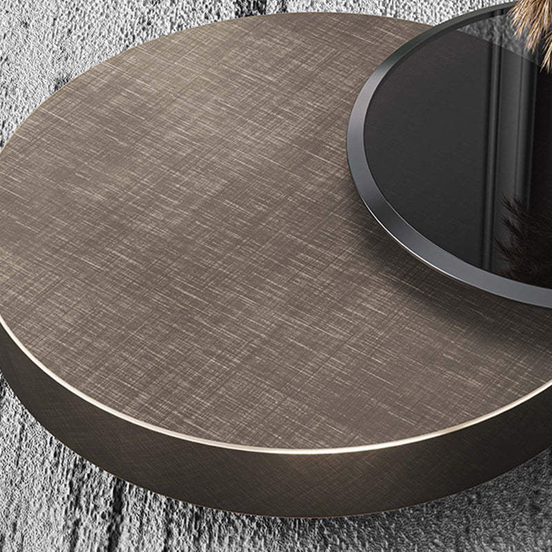 Modern Stainless Steel Solid Coffee Table Round Cocktail Table in Brass/Black