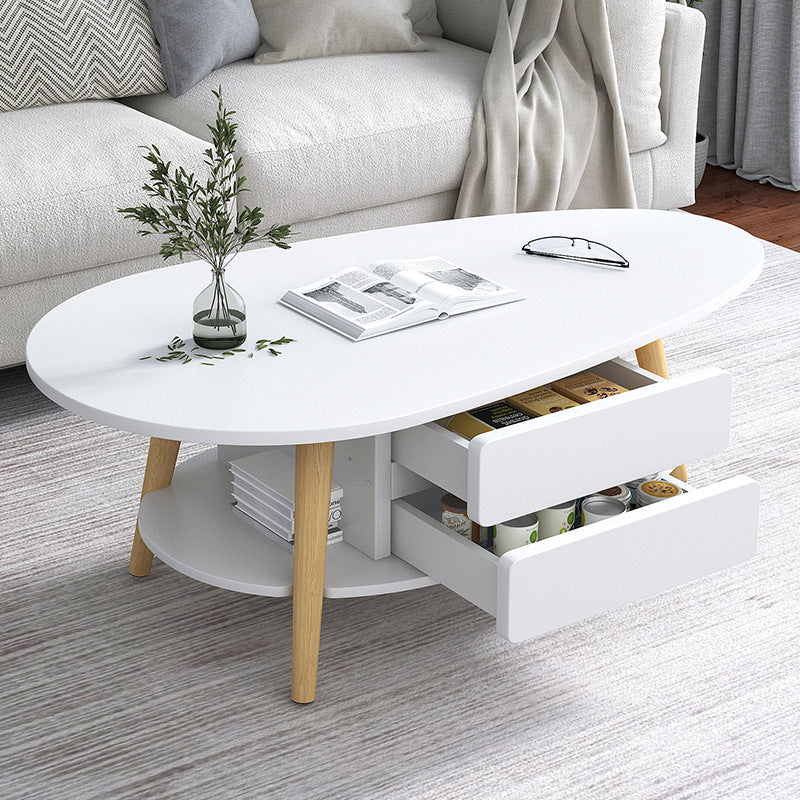 Modern Coffee Table Wooden 3 Legs Cocktail Table with Drawer