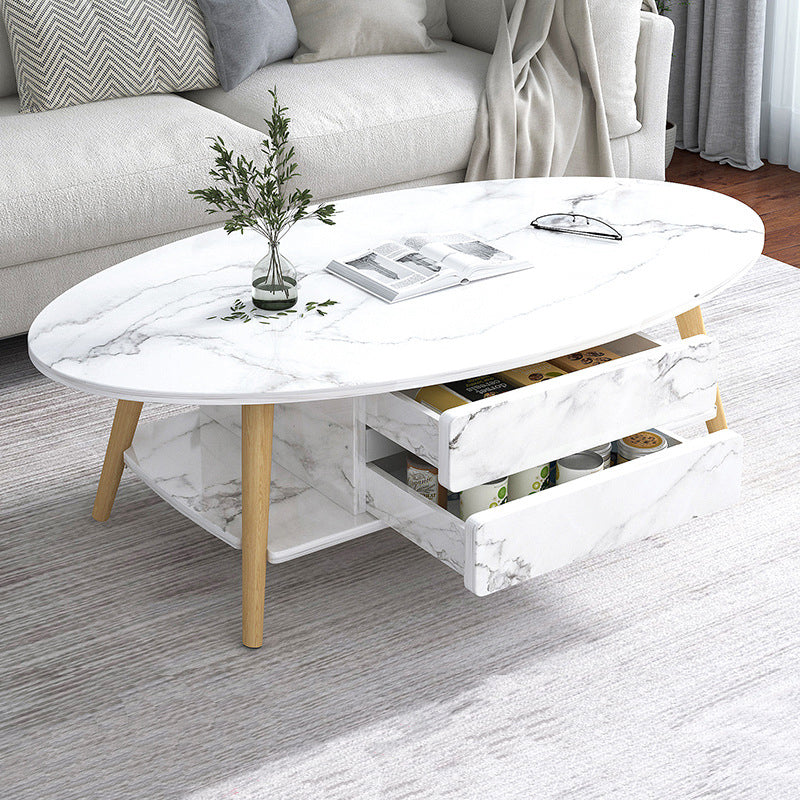 Modern Coffee Table Wooden 3 Legs Cocktail Table with Drawer