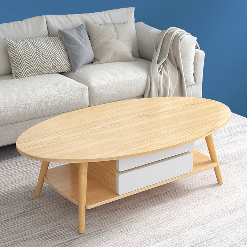 Modern Coffee Table Wooden 3 Legs Cocktail Table with Drawer