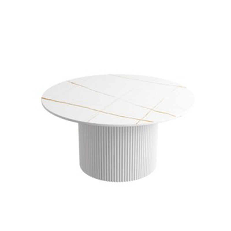 Round White Slate Coffee Table Pedestal 2 Nesting Coffee Table Set