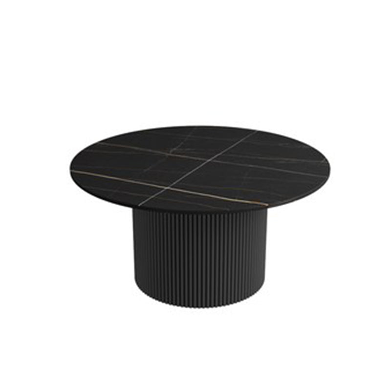 Round White Slate Coffee Table Pedestal 2 Nesting Coffee Table Set