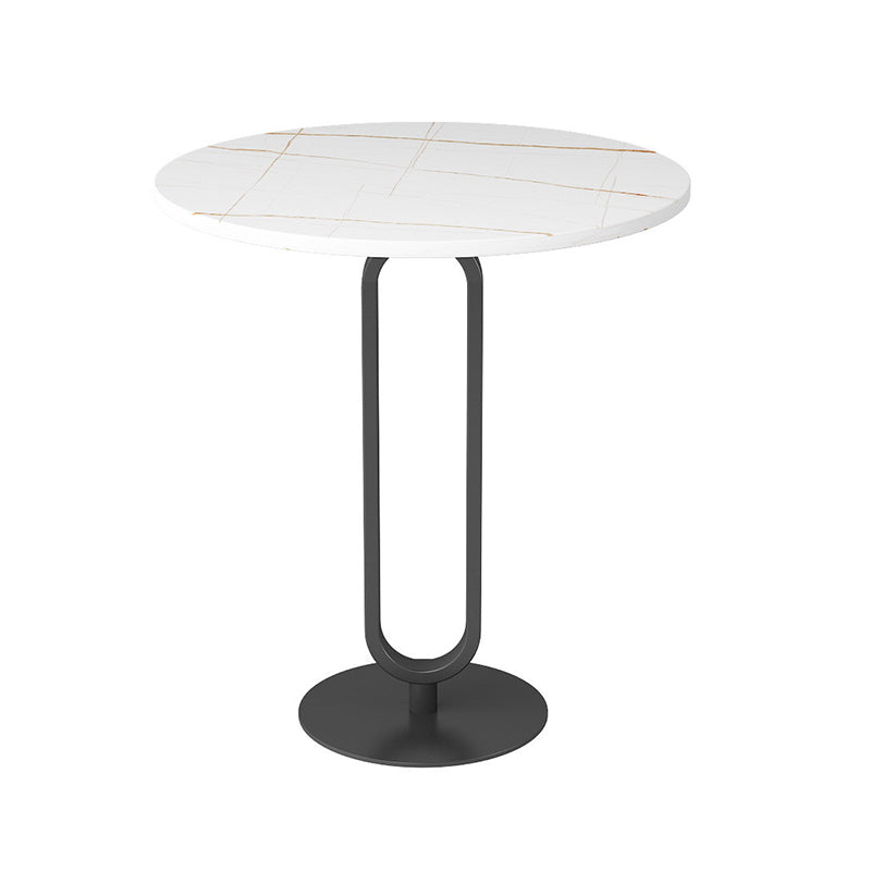 Round Sintered Stone Top End Table 21.6"Tall Pedestal Side Table