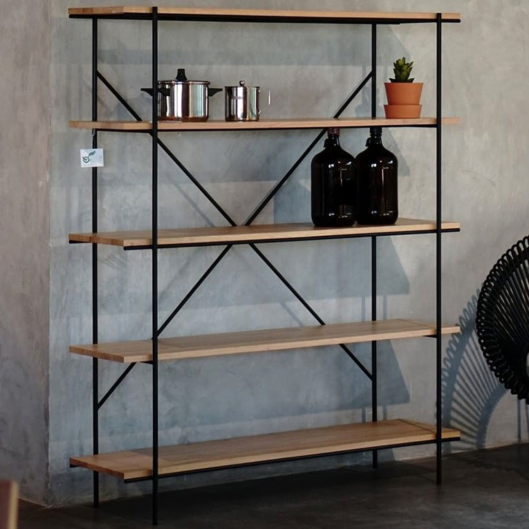 Modern Solid Wood Bookshelf Rectangular Shelves Bookcase for Home Office