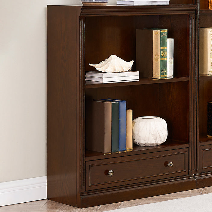 Wooden Closed Back Standard Bookcase Contemporary Style Bookshelf for Home Office