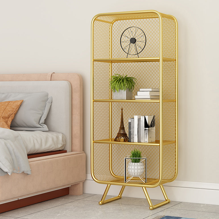 Modern Closed Bookshelf Metal Standard Bookcase With Rectangular Shelves