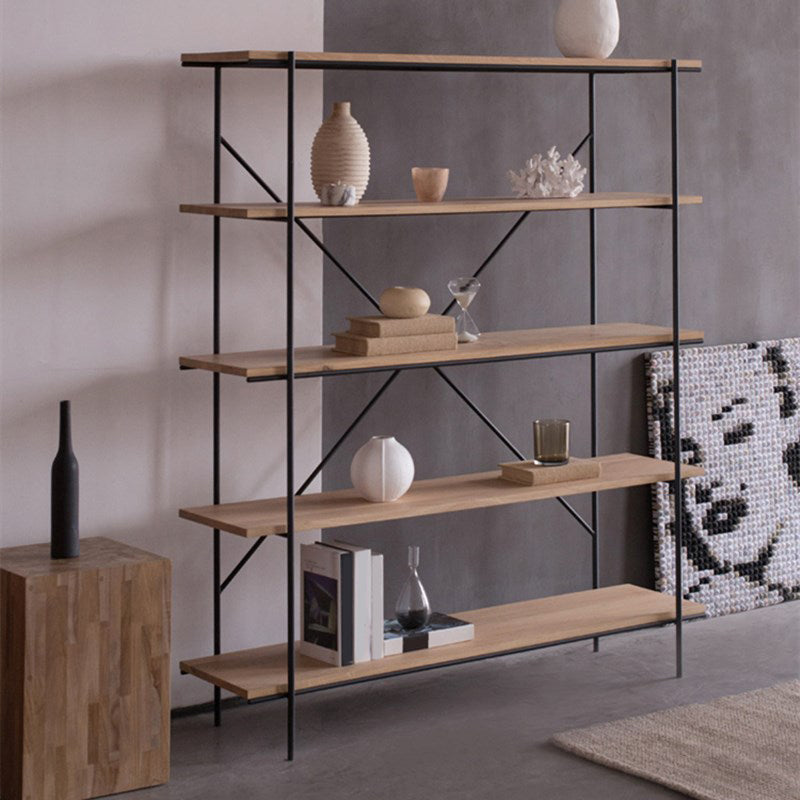 Modern Bookshelf Solid Wood Bookcase With Rectangular Shelves