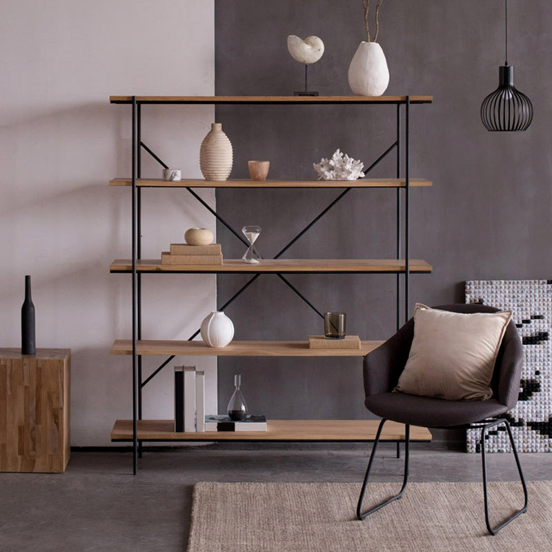 Modern Bookshelf Solid Wood Bookcase With Rectangular Shelves