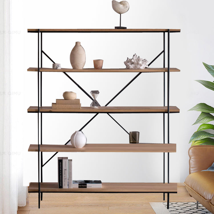 Modern Bookshelf Solid Wood Bookcase With Rectangular Shelves
