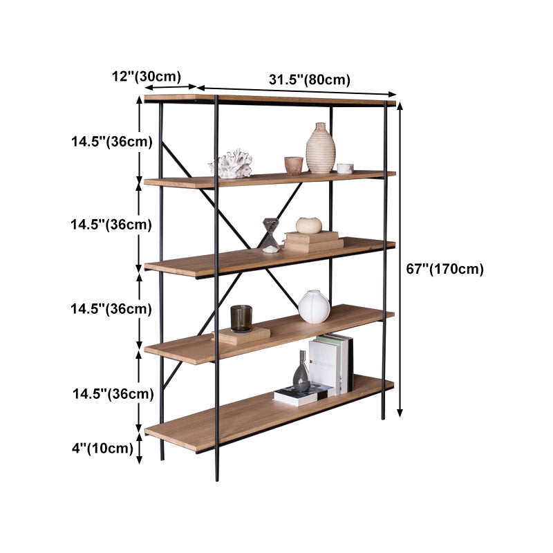 Modern Bookshelf Solid Wood Bookcase With Rectangular Shelves