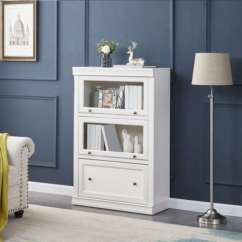 Contemporary Standard Bookcase Wooden Closed Back Bookshelf With Cabinet