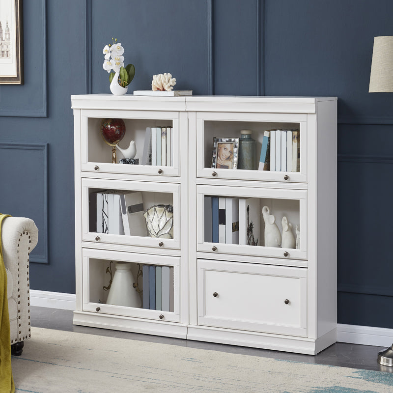 Contemporary Standard Bookcase Wooden Closed Back Bookshelf With Cabinet