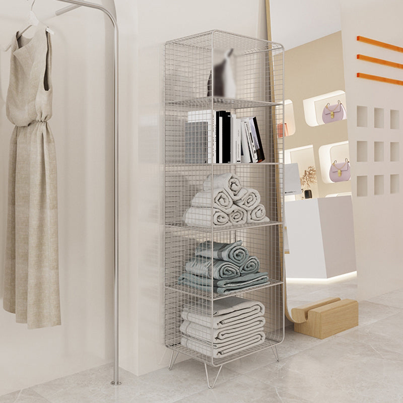 Modern Style Bookcase Vertical Metal Closed Back Bookshelf for Home