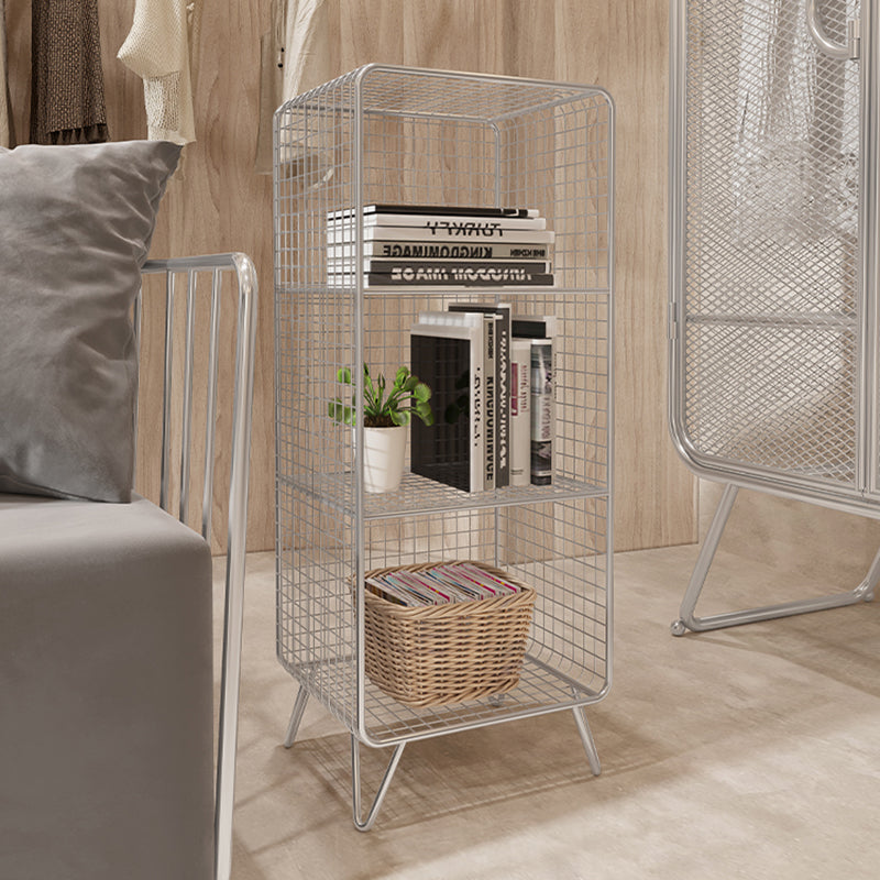 Modern Style Bookcase Vertical Metal Closed Back Bookshelf for Home