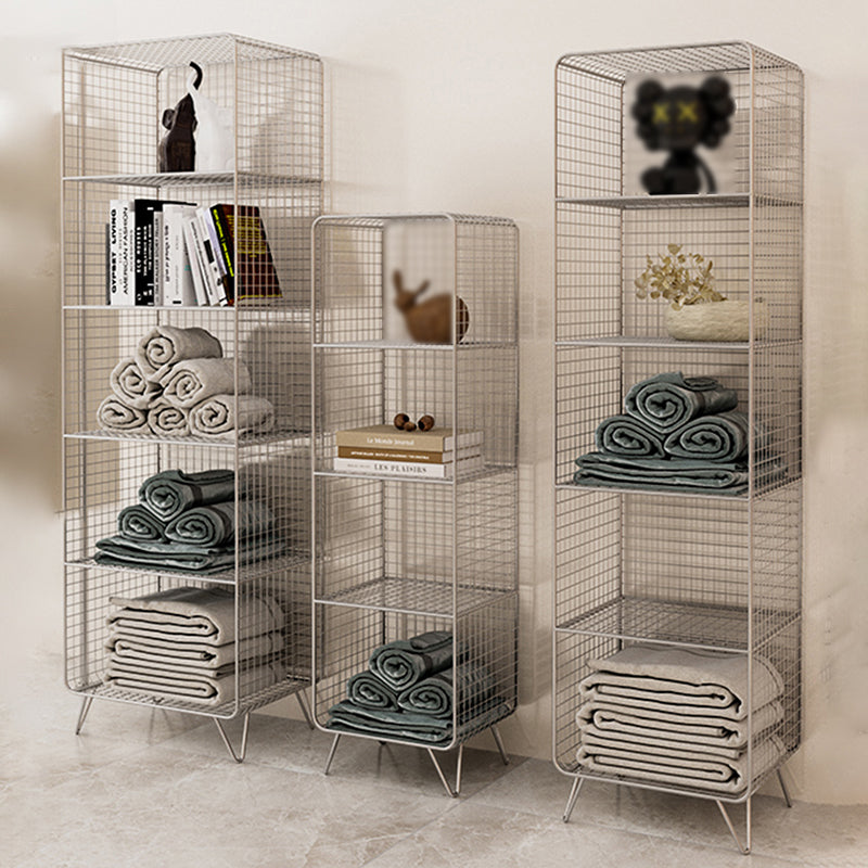 Modern Style Bookcase Vertical Metal Closed Back Bookshelf for Home