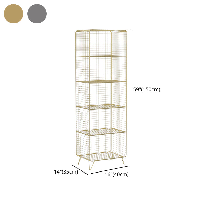 Modern Style Bookcase Vertical Metal Closed Back Bookshelf for Home