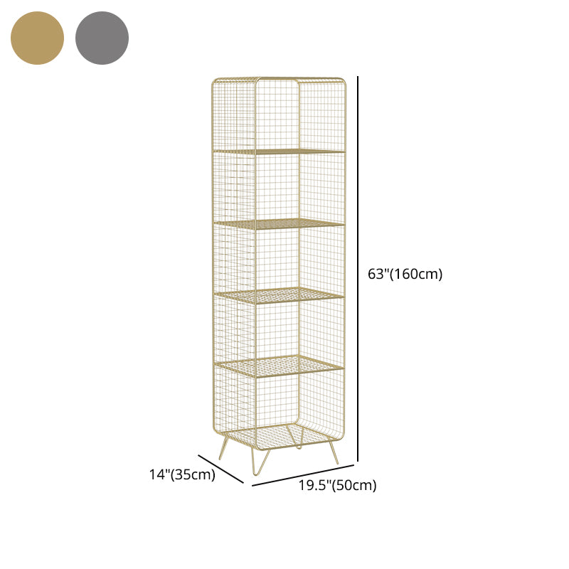 Modern Style Bookcase Vertical Metal Closed Back Bookshelf for Home