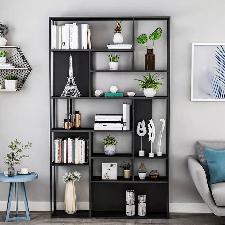 Metal Etagere Bookcase Modern Open Back Bookshelf for Home Office