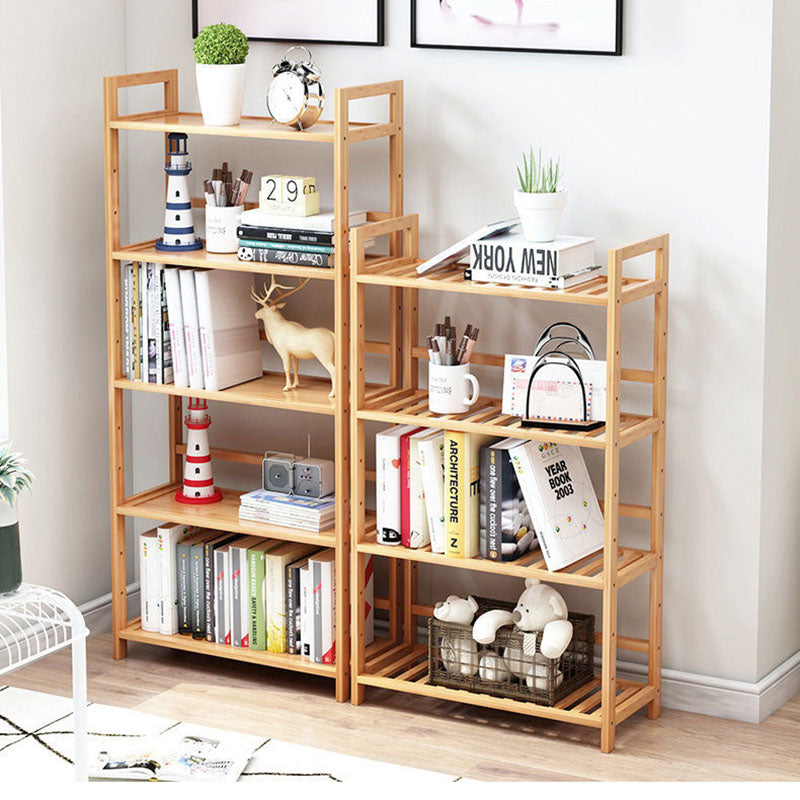 3/4/5-Shelf Manufactured Bookshelf Wood Etagere Natural Scandinavian Vertical Bookcase