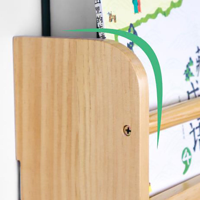 Pine Wood Wall Unit Bookshelf Scandinavian Vertical Bookcase for Home