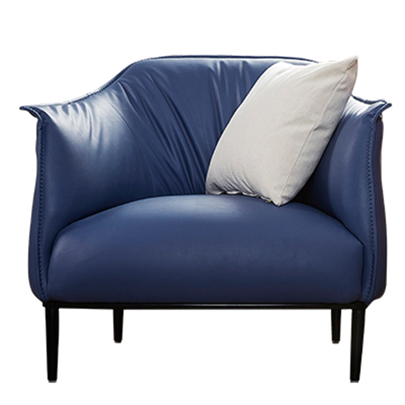 33.85" L x 31.49" W x 31.49" H Faux Leather Barrel Accent Chair for Bedroom