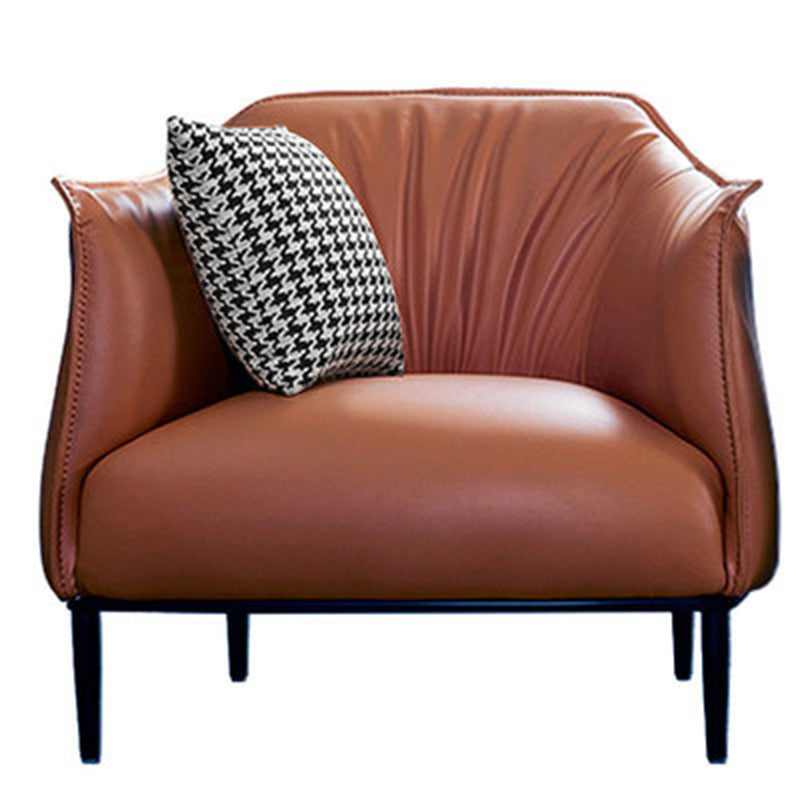 33.85" L x 31.49" W x 31.49" H Faux Leather Barrel Accent Chair for Bedroom