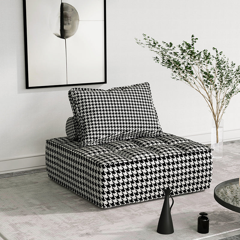 Faux leather Parsons Chair Removable Cushions Armless Chair for Living Room