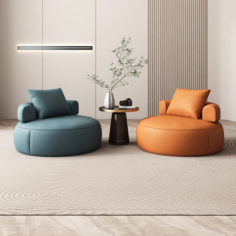 Faux Leather Slipper Chair Armless Chair with Pillow for Living Room