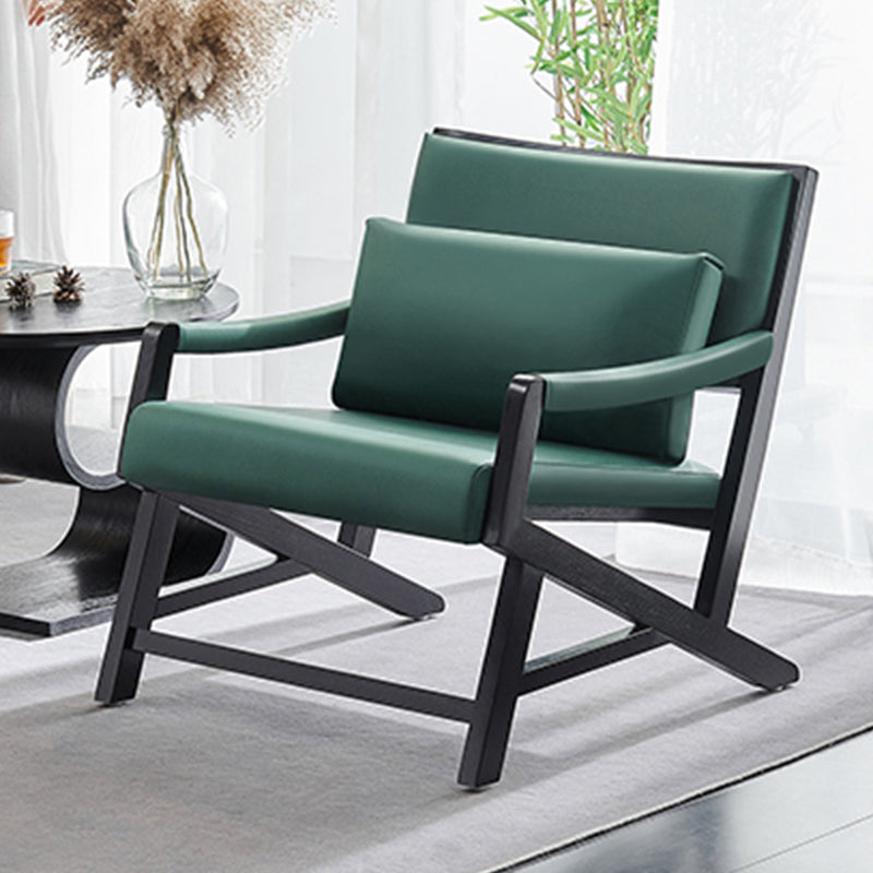 25.59" L x 29.52" W x 28.34" H Faux Leather Square Arms Lounge Chair with Pillow Back