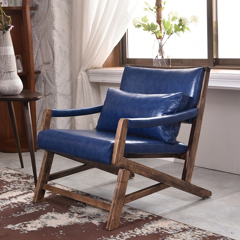 25.59" L x 29.52" W x 28.34" H Faux Leather Square Arms Lounge Chair with Pillow Back