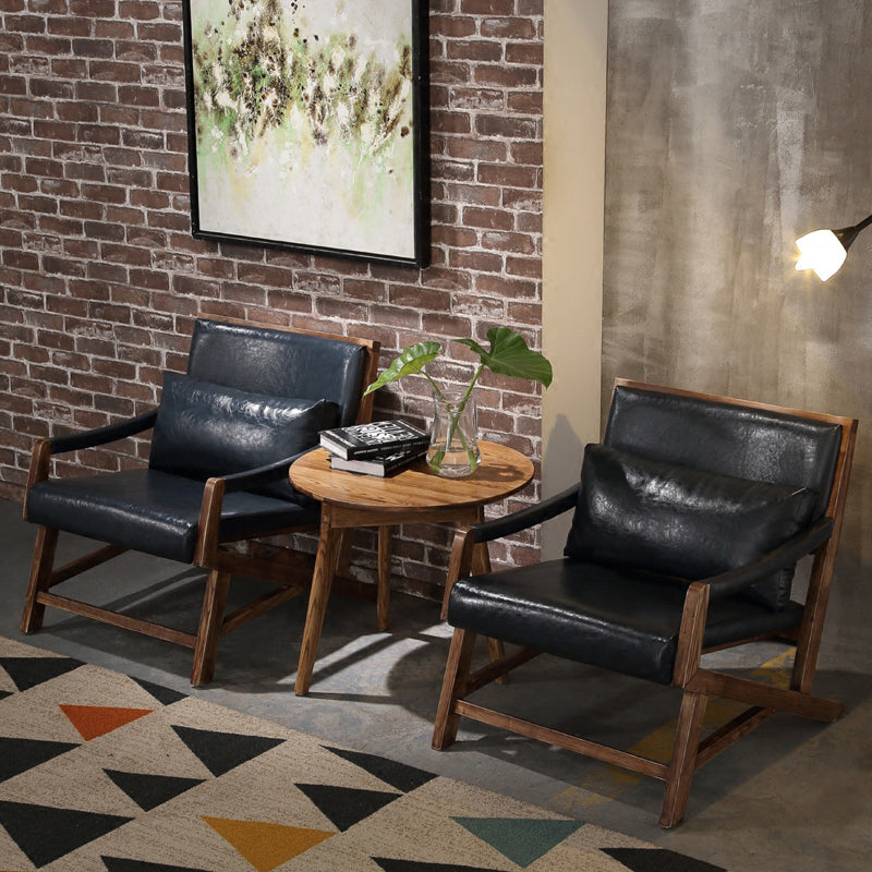 25.59" L x 29.52" W x 28.34" H Faux Leather Square Arms Lounge Chair with Pillow Back