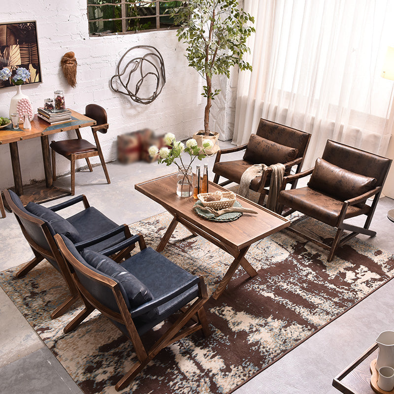 25.59" L x 29.52" W x 28.34" H Faux Leather Square Arms Lounge Chair with Pillow Back