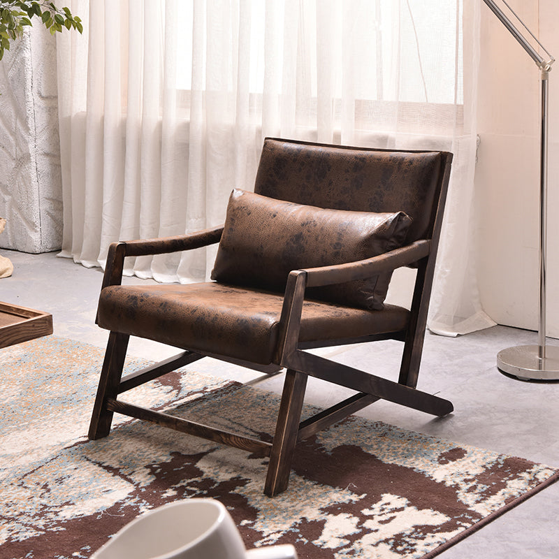 25.59" L x 29.52" W x 28.34" H Faux Leather Square Arms Lounge Chair with Pillow Back
