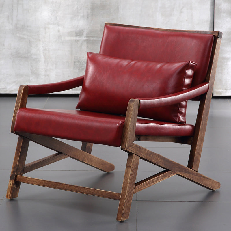 25.59" L x 29.52" W x 28.34" H Faux Leather Square Arms Lounge Chair with Pillow Back