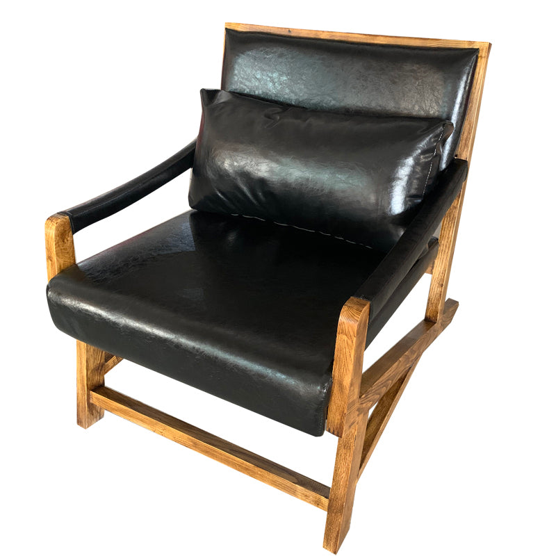 25.59" L x 29.52" W x 28.34" H Faux Leather Square Arms Lounge Chair with Pillow Back