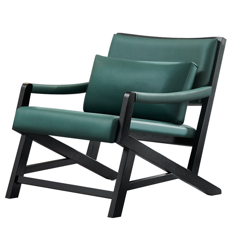 25.59" L x 29.52" W x 28.34" H Faux Leather Square Arms Lounge Chair with Pillow Back