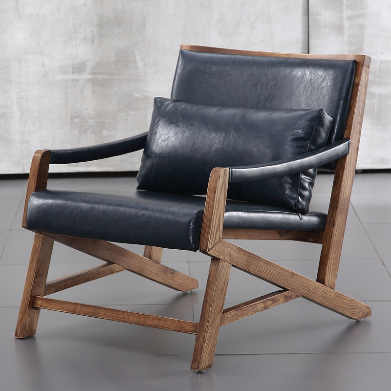 25.59" L x 29.52" W x 28.34" H Faux Leather Square Arms Lounge Chair with Pillow Back