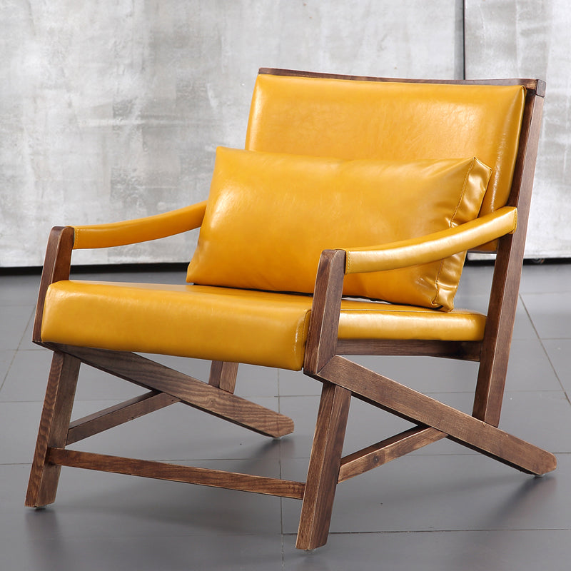25.59" L x 29.52" W x 28.34" H Faux Leather Square Arms Lounge Chair with Pillow Back