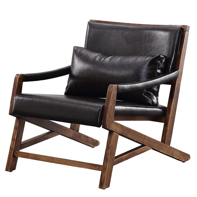 25.59" L x 29.52" W x 28.34" H Faux Leather Square Arms Lounge Chair with Pillow Back