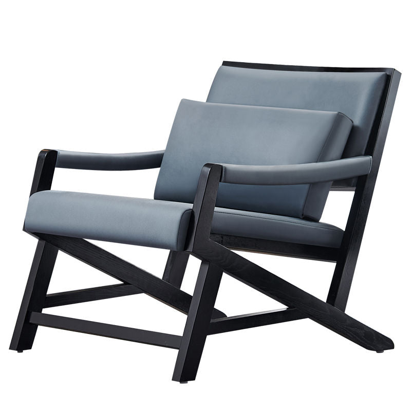 25.59" L x 29.52" W x 28.34" H Faux Leather Square Arms Lounge Chair with Pillow Back