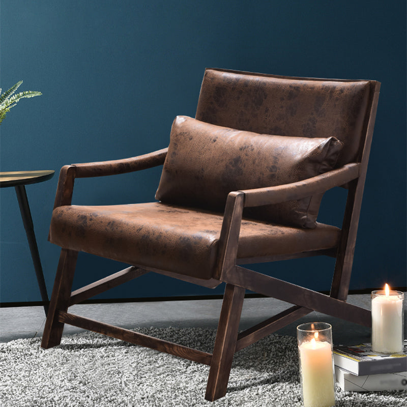 25.59" L x 29.52" W x 28.34" H Faux Leather Square Arms Lounge Chair with Pillow Back