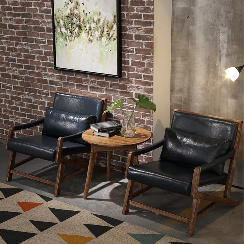 25.59" L x 29.52" W x 28.34" H Faux Leather Square Arms Lounge Chair with Pillow Back