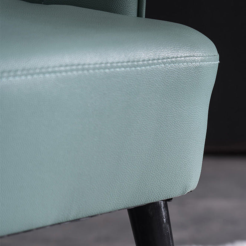 Faux Leather 24.8"Wide Sloped Arms Solid Color Barrel Chair with Basic Four Legs