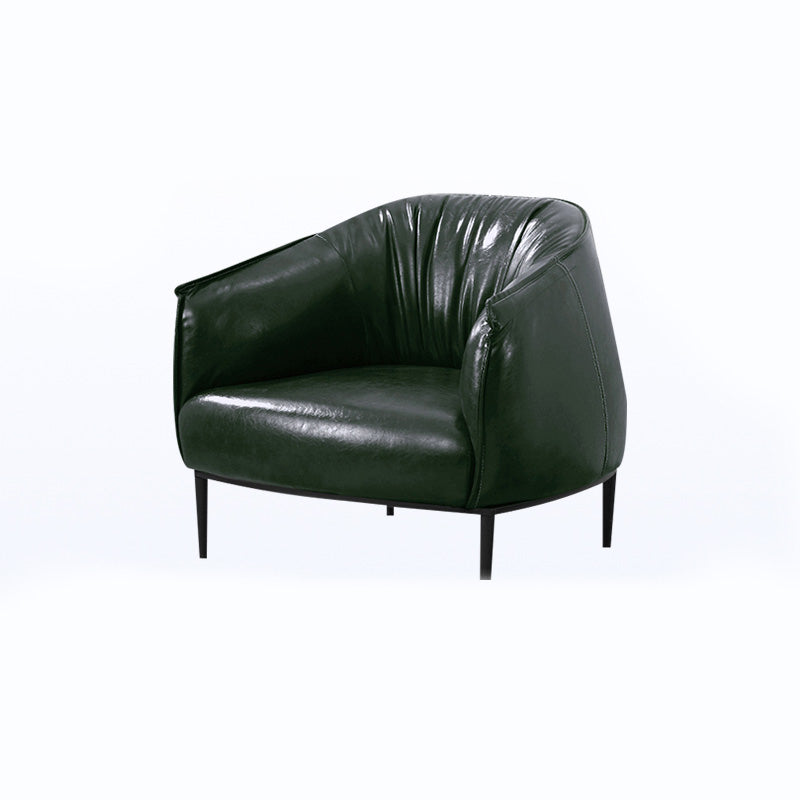 Faux Leather Solid Color Barrel Chair with Basic Four Leg for Bedroom