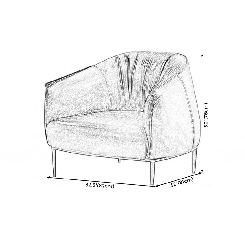 Faux Leather Solid Color Barrel Chair with Basic Four Leg for Bedroom