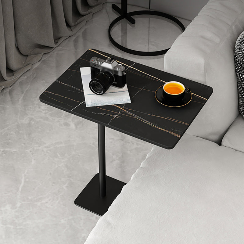 Rectangular Pedestal Stone Side Table 18.9" W x 12.99" D End Table