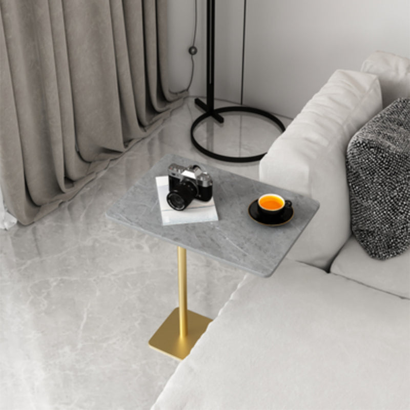 Rectangular Pedestal Stone Side Table 18.9" W x 12.99" D End Table