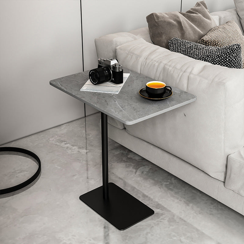 Rectangular Pedestal Stone Side Table 18.9" W x 12.99" D End Table
