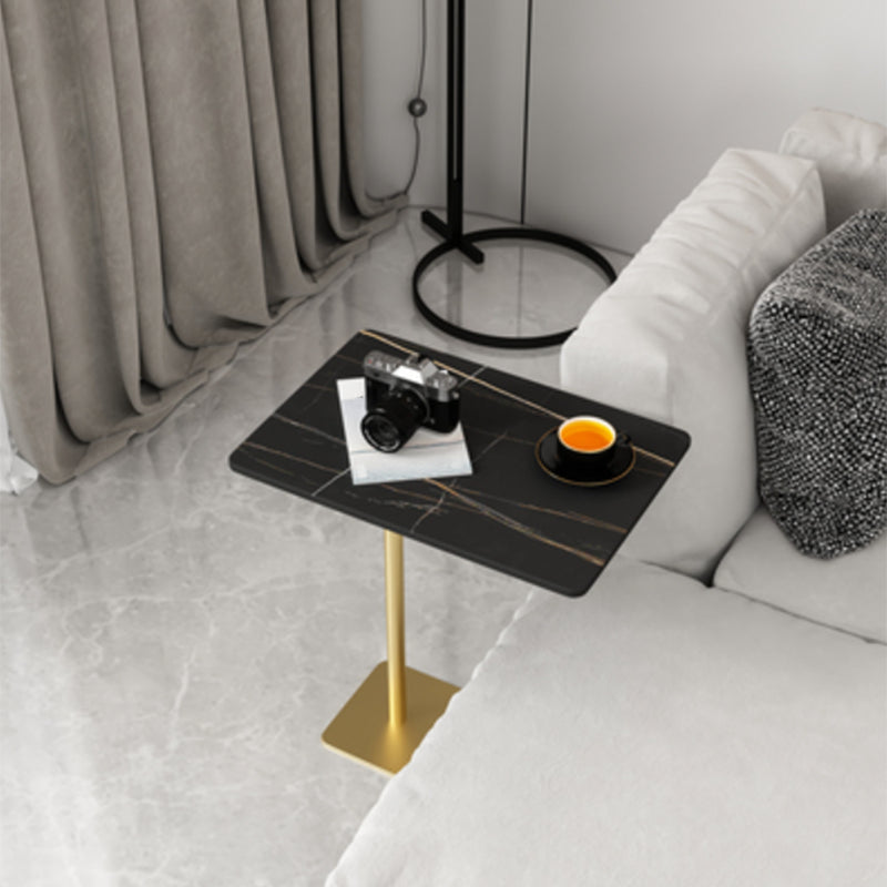 Rectangular Pedestal Stone Side Table 18.9" W x 12.99" D End Table